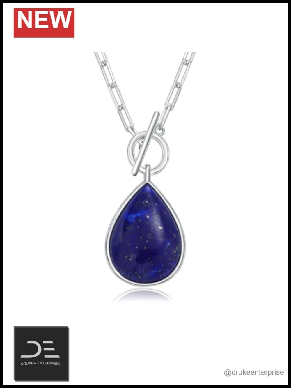 Sterling Silver Lapis Lazuli Pendant Necklace 18" Gemstone Jewelry Gift